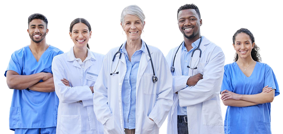 Group of diverse medical professionals smiling